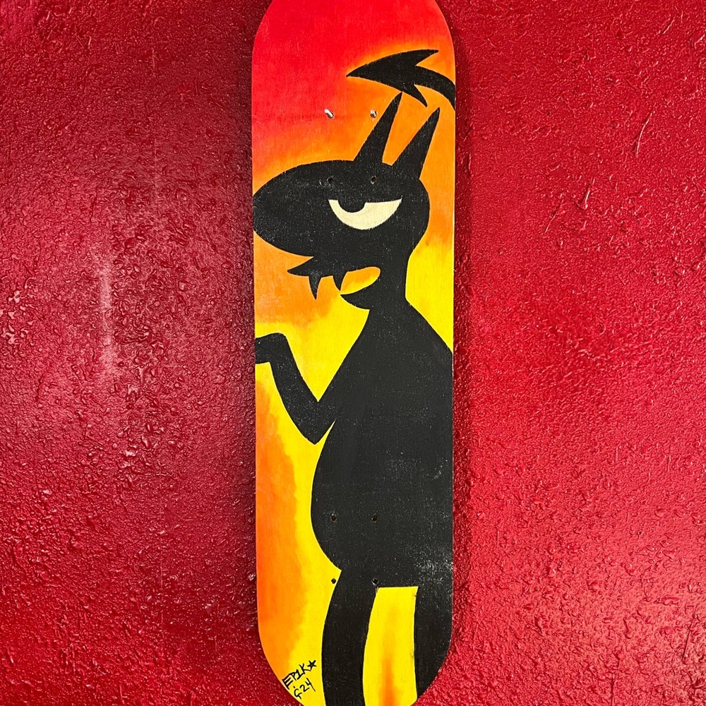 Abstract Red and Orange Art Skateboard Deck